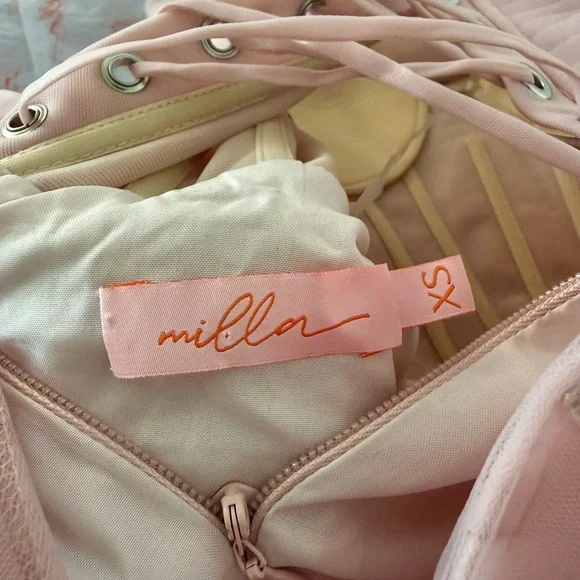 Milla Strapless Dress. Dramatically flowered tulle dress in misty pink. - Picture 7 of 13